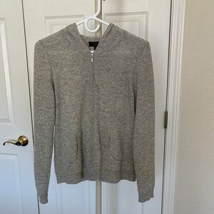 Charter Club Cashmere Luxury Light Grey Zip Up Hoodie Cardigan M